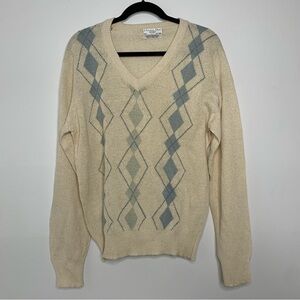 Christian Dior v neck tan silk blend sweater large